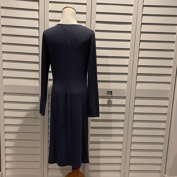Ronen Chen Basix Dusty Slate Blue Dress with front detail and long sleeve - Picture 8 of 12